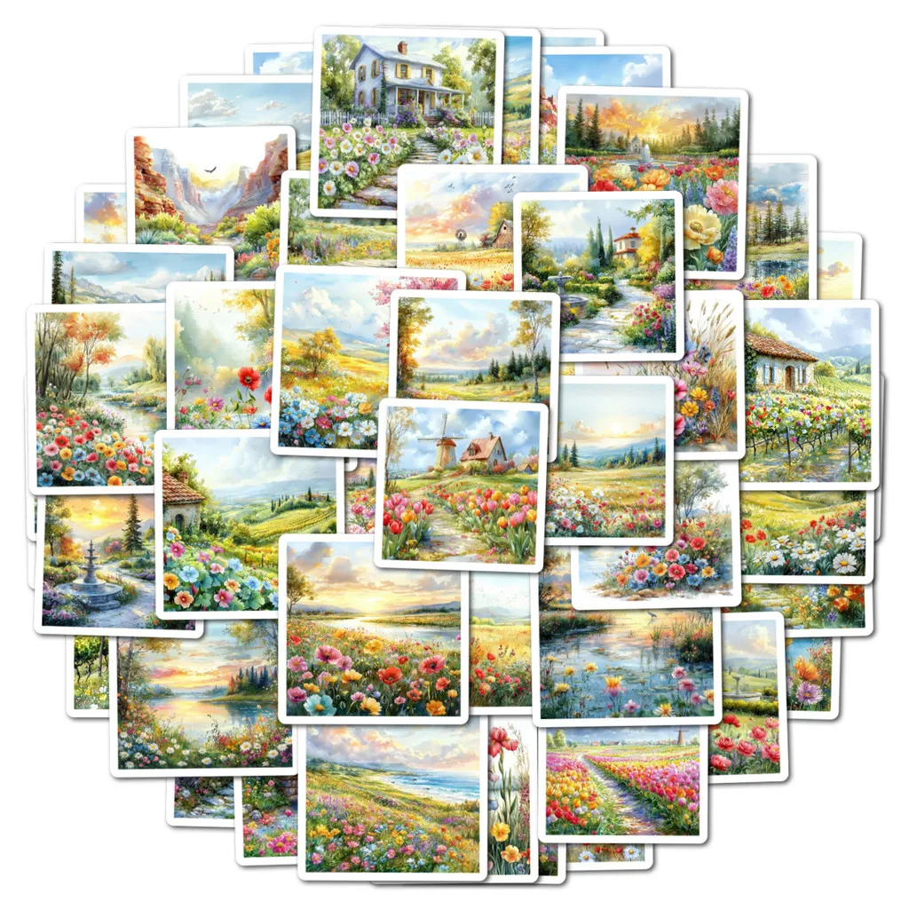 50PCS Watercolor Spring Reverie Graffiti Stickers - Creative DIY Waterproof Decor for Water Cup & Phone RecordingYourLife Store