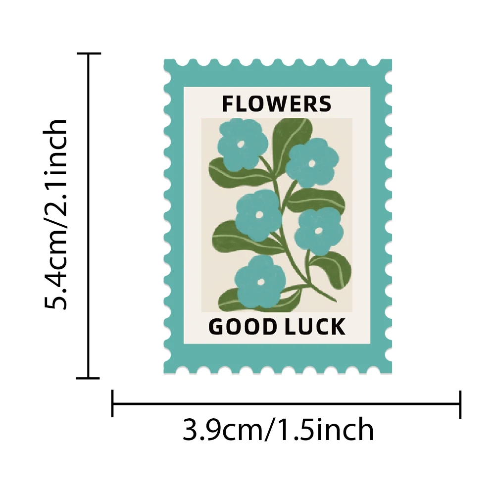 50PCS/pack Stamp Style Flowers Retro Stickers Aesthetic Set For Journal Planner Diy Crafts Scrapbooking Embelishment Diary Label