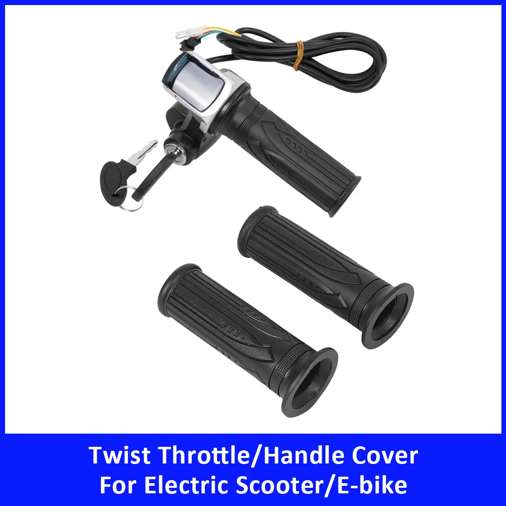 

36V 48V 60V Twist Throttle Handle with Keys for Electric Scooter E-bike LCD Display Accelerator Handle Cover Scooter Accessories