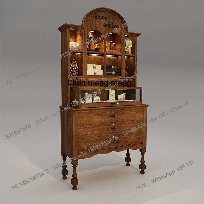 

Retro European jewelry display cabinet Wooden clothing store Shoes and bags against the wall display cabinet Nakajima cabinet