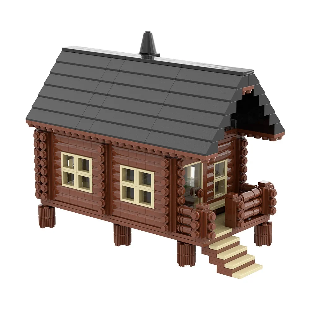 MOC – blocs de construction de cabine de maison en bois, modèle d'architecture forestière, cabines dans les bois, briques, jouet assemblé à monter soi-même, cadeau pour enfants