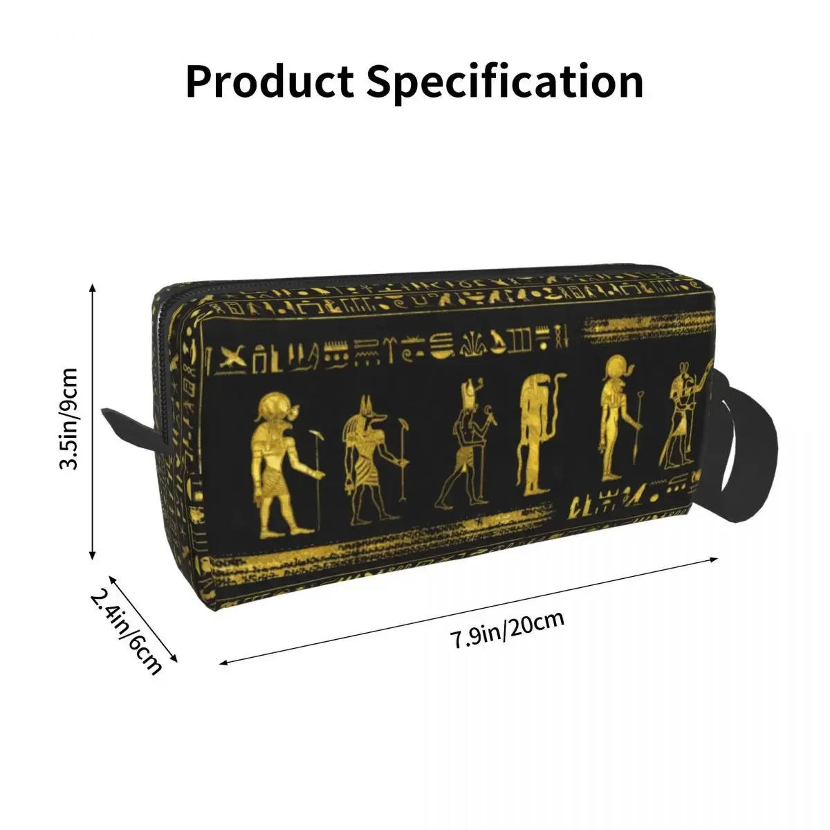 Golden Egyptian Gods Hieroglyphics Makeup Bag Women Travel Cosmetic Organizer Kawaii Ancient Egypt Symbol Storage Toiletry Bags