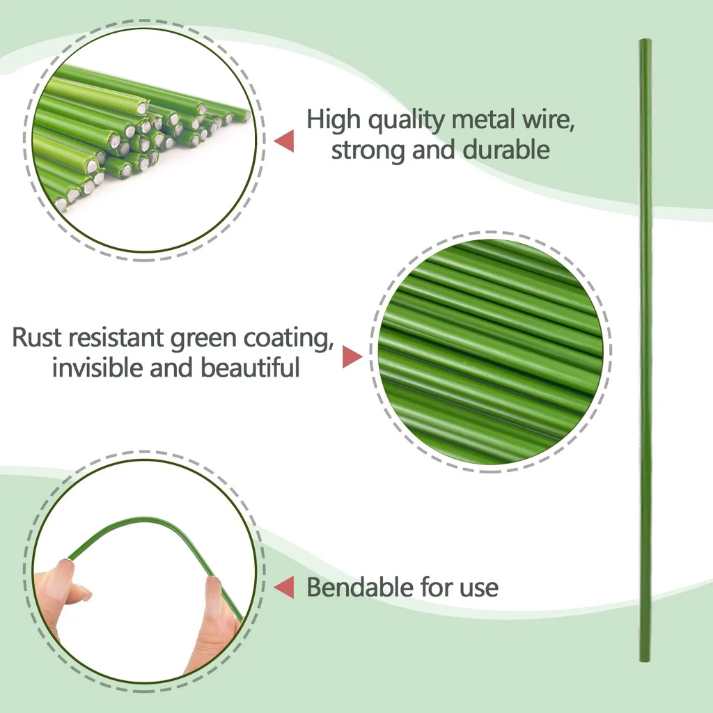 [4mm dick] 16 Zoll/18 Zoll 10 stücke Pflanzen pfähle Garten grün biegbare Einzelstamm-Pflanzens tütz pfähle für Innen-und Außen pflanzen