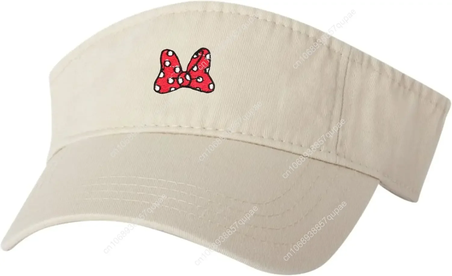 Go All Out Adult Red Bow with Polka Dots Embroidered Visor Dad Hat