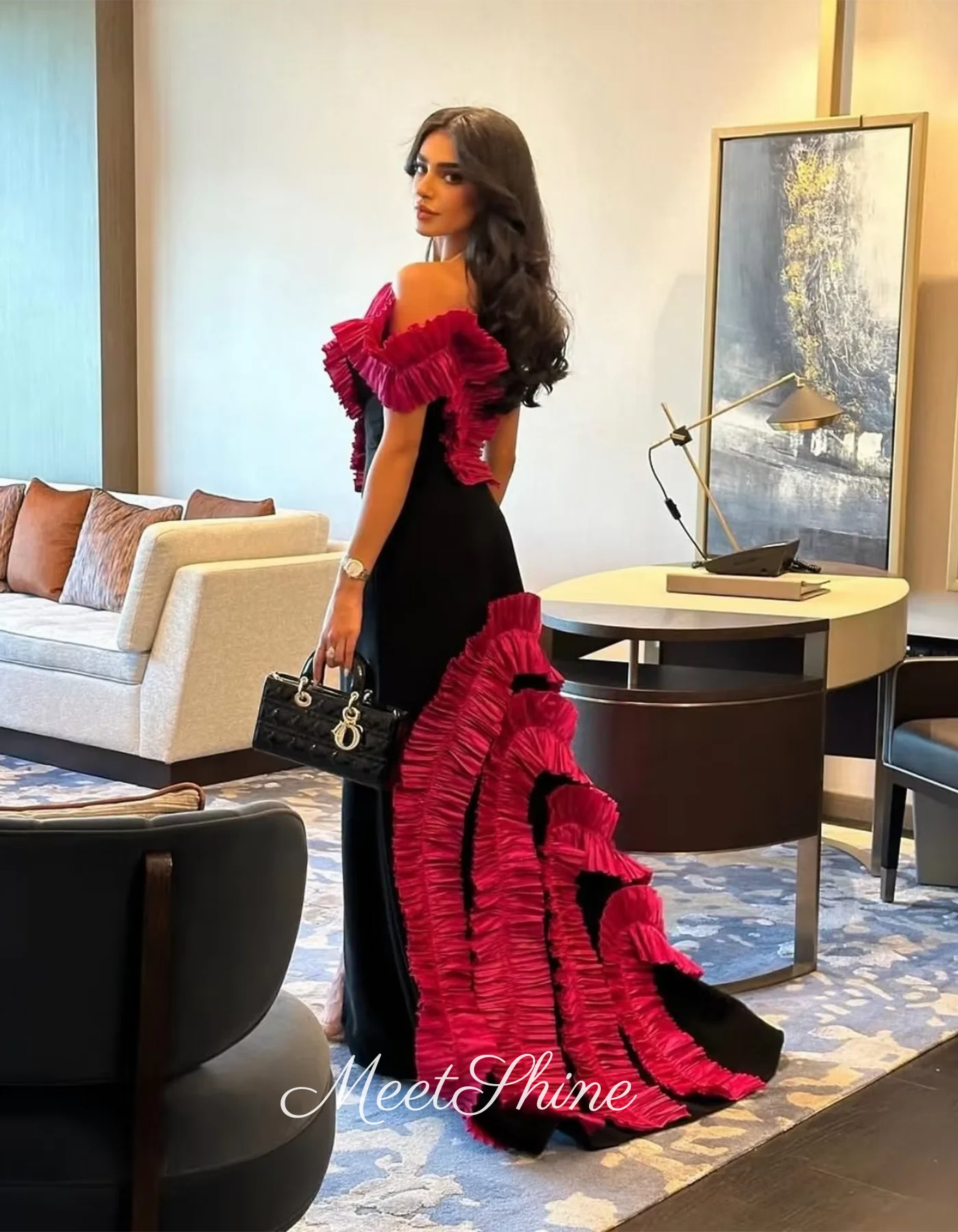 สีดําสีชมพู V คอชุดราตรี Mermaid Prom ชุดผู้หญิงเจ้าหญิงงานแต่งงานอย่างเป็นทางการชุดที่กําหนดเอง Vestidos De Gala 2025