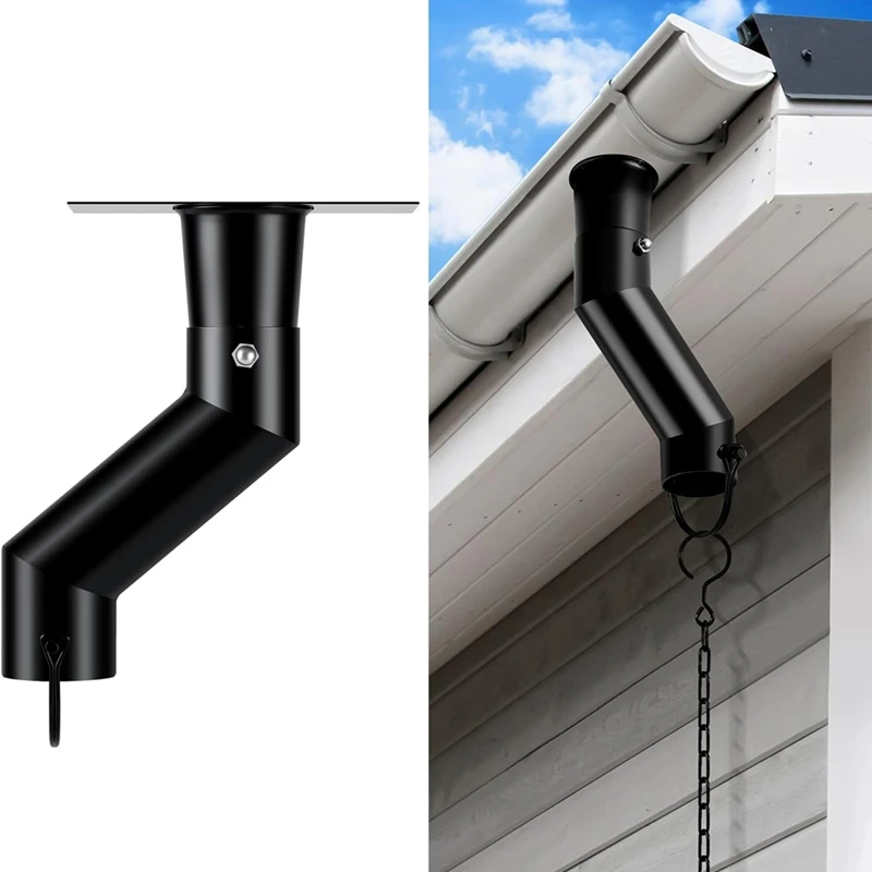 Rain Chain Gutter Adapter Black Installation Suit For Gutter Downspout Outlet