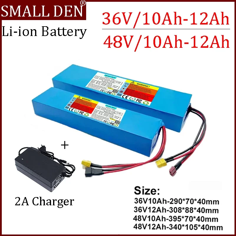 36V 48V  10Ah 12Ah 18650-10S/13S-3P/4P Built-in High-power Balanced BMS 0-800W Electric Bicycle Scooter Battery+2A charger