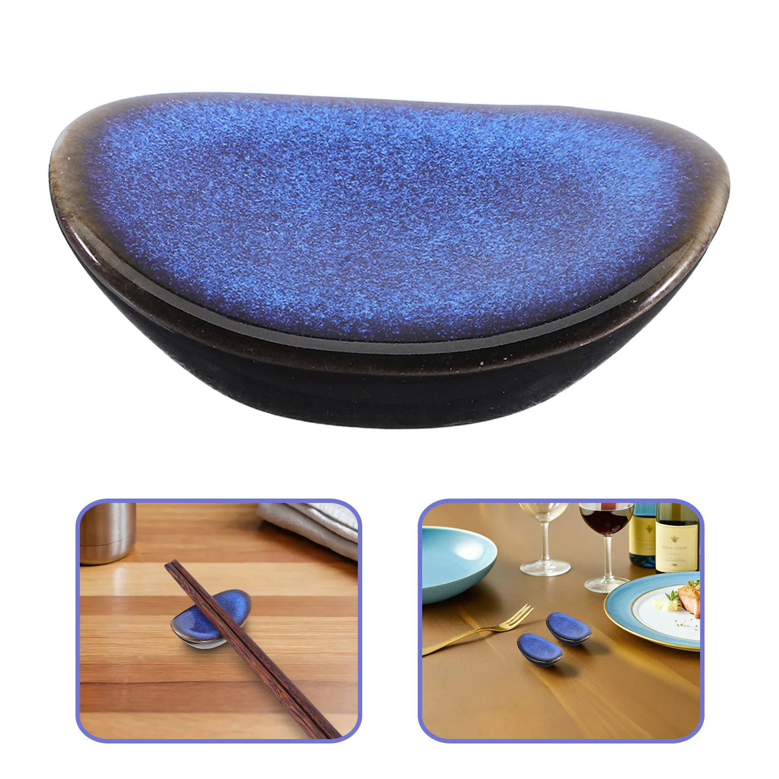 

5Pcs Ceramic Chopstick Holder Vintage Style Kiln Glaze Utensil Rest for Dining Table Spoon Fork Stand Home Hotel