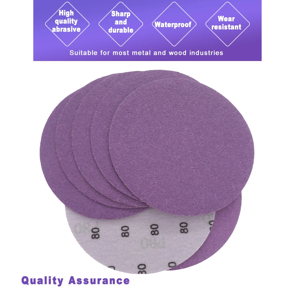 10 Uds. Disco de lijado de bucle de gancho de película de papel de lija de 5 pulgadas y 125mm seco húmedo para molienda de acabado automotriz de Metal y madera