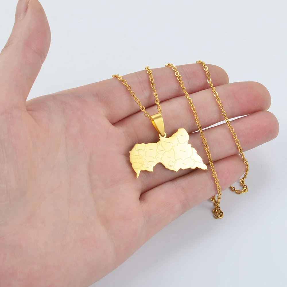قلادات قلادة على شكل خريطة أفريقيا الوسطى من إنيو للنساء والرجال من الفولاذ المقاوم للصدأ مجوهرات أفريقية من أصل أفريقي # 298621