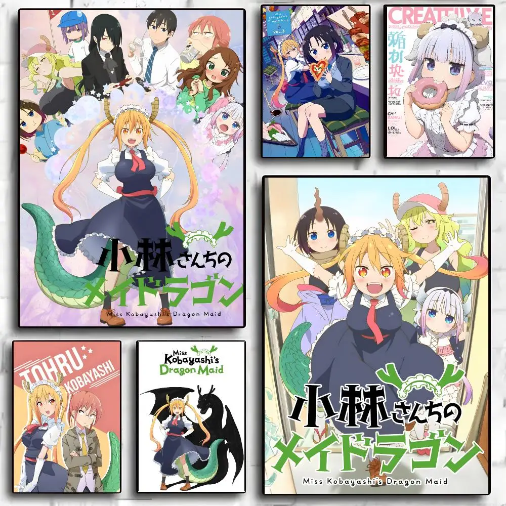 Miss Kobayashi's Dragon Maid Anime Poster Living Room Bedroom Party Bar Decor Moisture-proof Art Wall Painting
