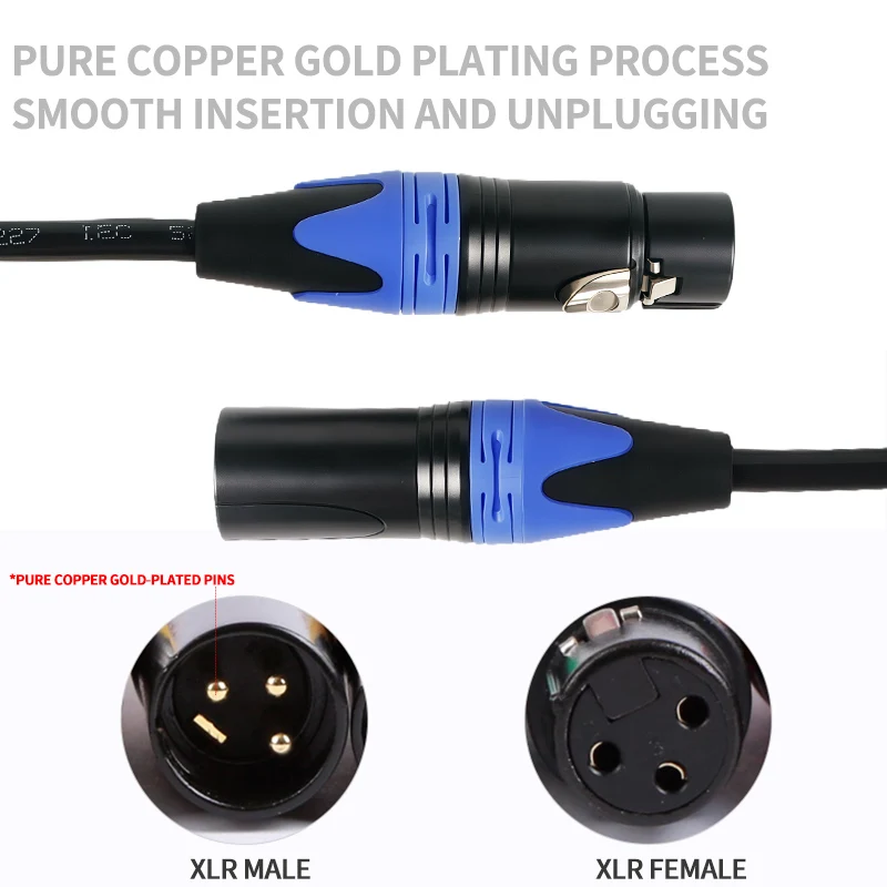 XLR Microphone Cable 3-Pin Male to Female 50cm 1m 2m 3m 5m 10m Balanced Audio Cable for Mic Speaker Amplifier PA System
