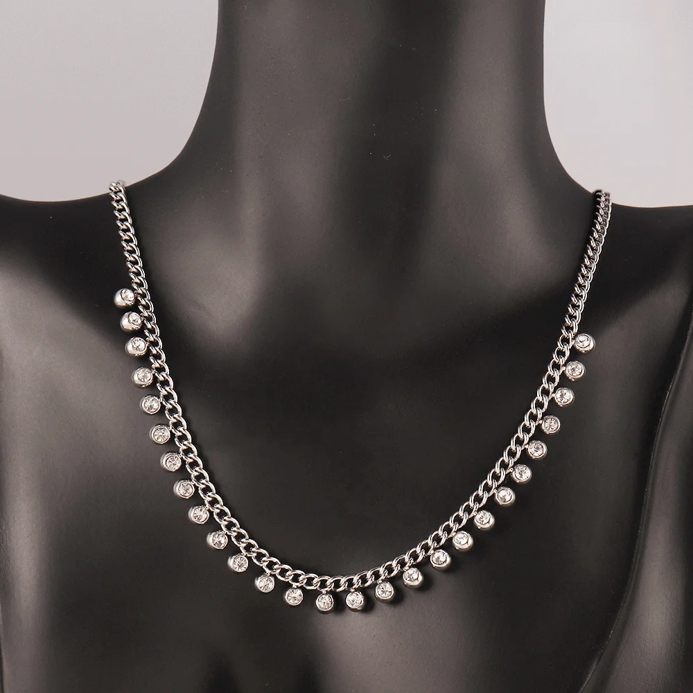 316L الفولاذ المقاوم للصدأ الزركون شرابة قلادة قلادة للنساء الفاخرة الذهب اللون زركونيا سلسلة القلائد مجوهرات #2