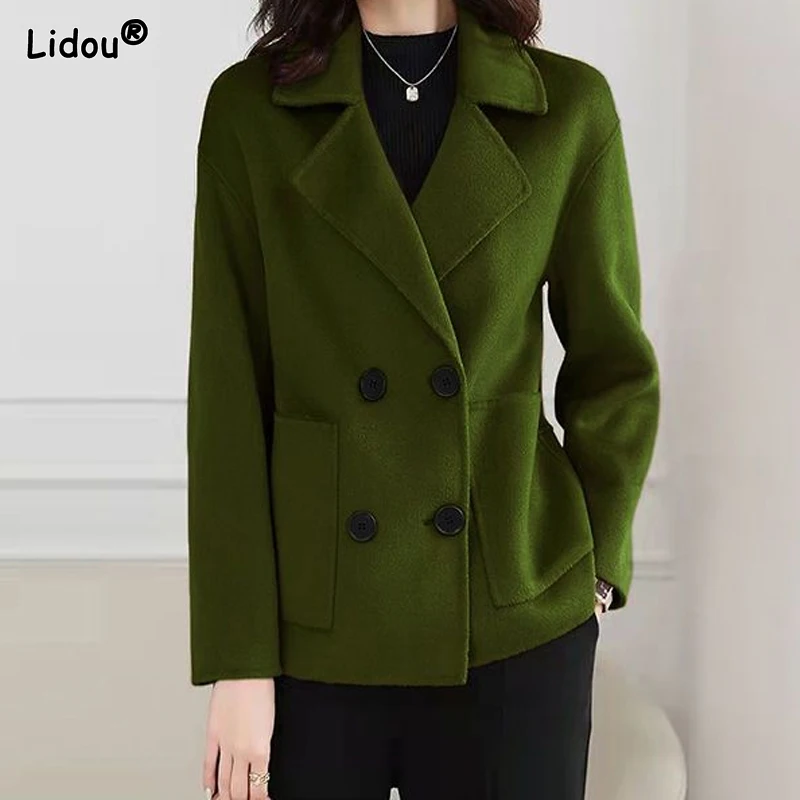 Autumn Winter Thick Pockets Office Lady Button Solid Premium 2022 Women\'s Clothing Formal Loose Business Casual Blazer Classic