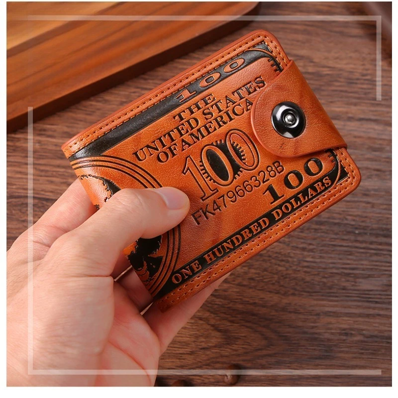 محفظة رجالية قصيرة بيل الدولار الأمريكي المال Bifold الرجال محفظة جلدية جديدة المال حامل بطاقة الائتمان المحفظة #2