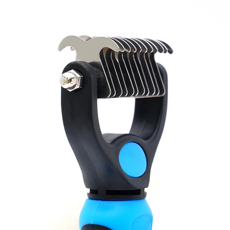 Pet Knot Remover Comb for Dogs & Cats Dematting Tool with Stainless Steel Blades - Detangling Brush for Matted Hair - Professi view 6