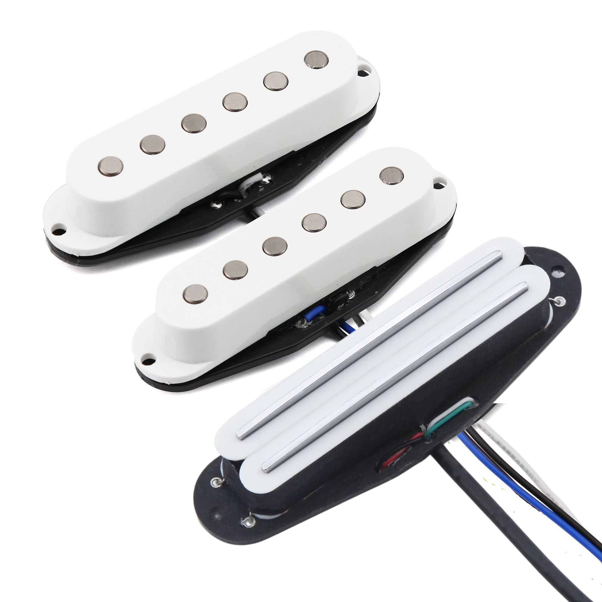 FLEOR 3PCS SSS Guitar Pickups Set Alnico 5 Single Coil & Hot Dual Rails Pickup White