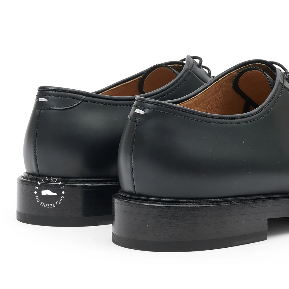 Chaussures provoqué à lacets en cuir noir Tabi pour hommes, chaussures Derby, élégantes, faites à la main, document personnalisé, style de créateur, nouveauté, mariage