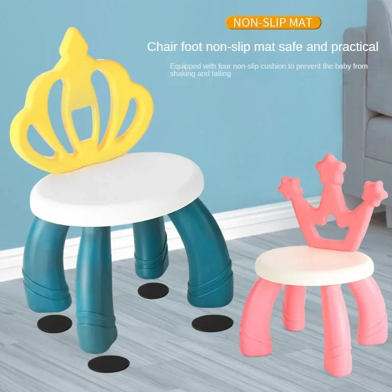 Chair Backrest Anti-fall Stool Children\'s Plastic Chair Building Blocks Table and Chair Household Anti-slip Baby Dining