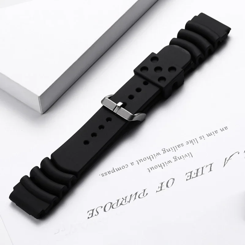 ADDIESDIVE Universal 20mm 22mm Mens Watch Strap Replacement Watchband Black Rubber Premium Sport Waterproof Fashion Watches band