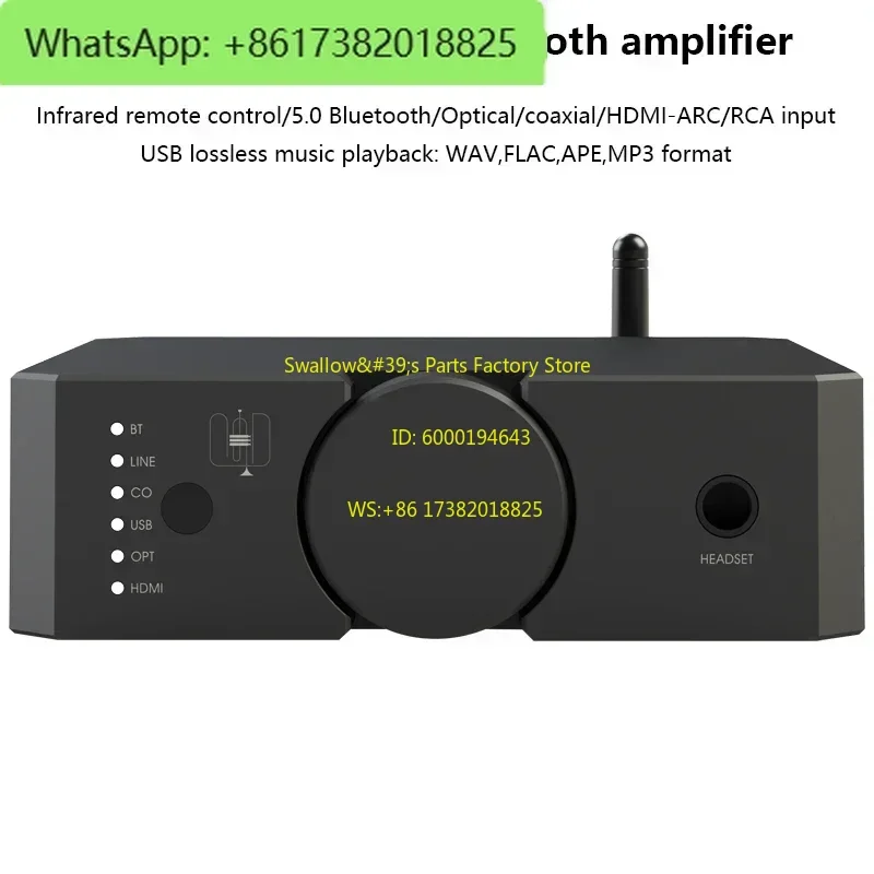 Audiophile Dual Balance Power Amplifier Bluetooth 5.0 200W  Power HIFI Digital Audio Amplifier USB Playback  Input