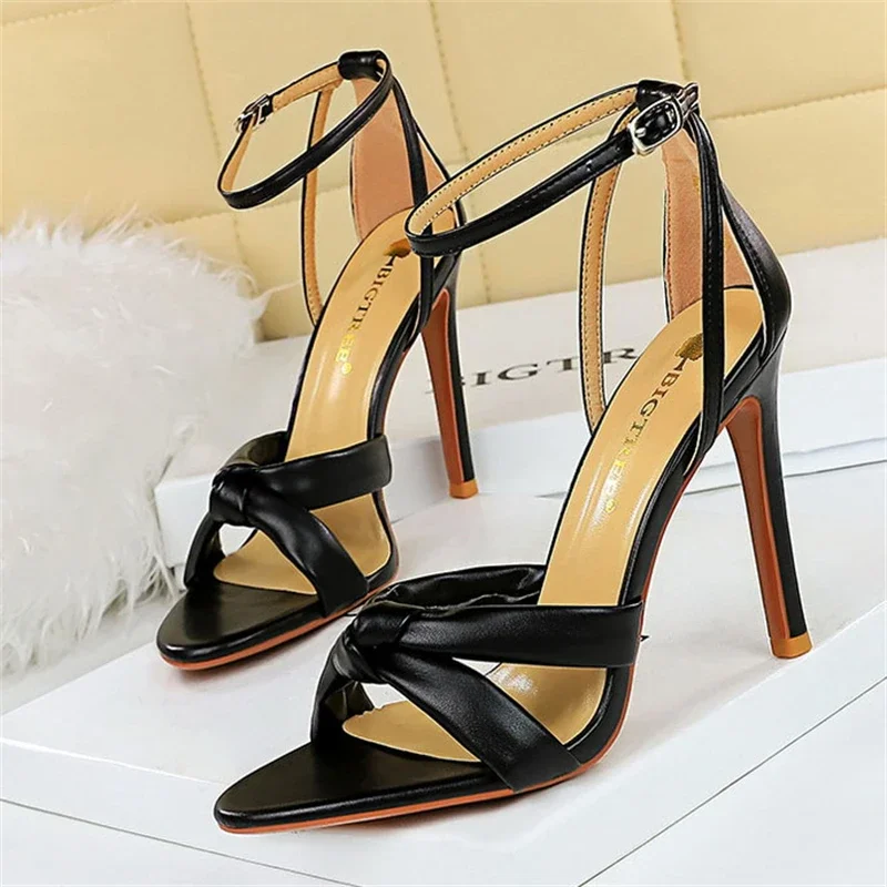 BIGTREE Summer Sexy Fashion High Heels Out Open-Toe Cross Strap Nightclub Party Women\'s Shoes One-Line Sandals For Women