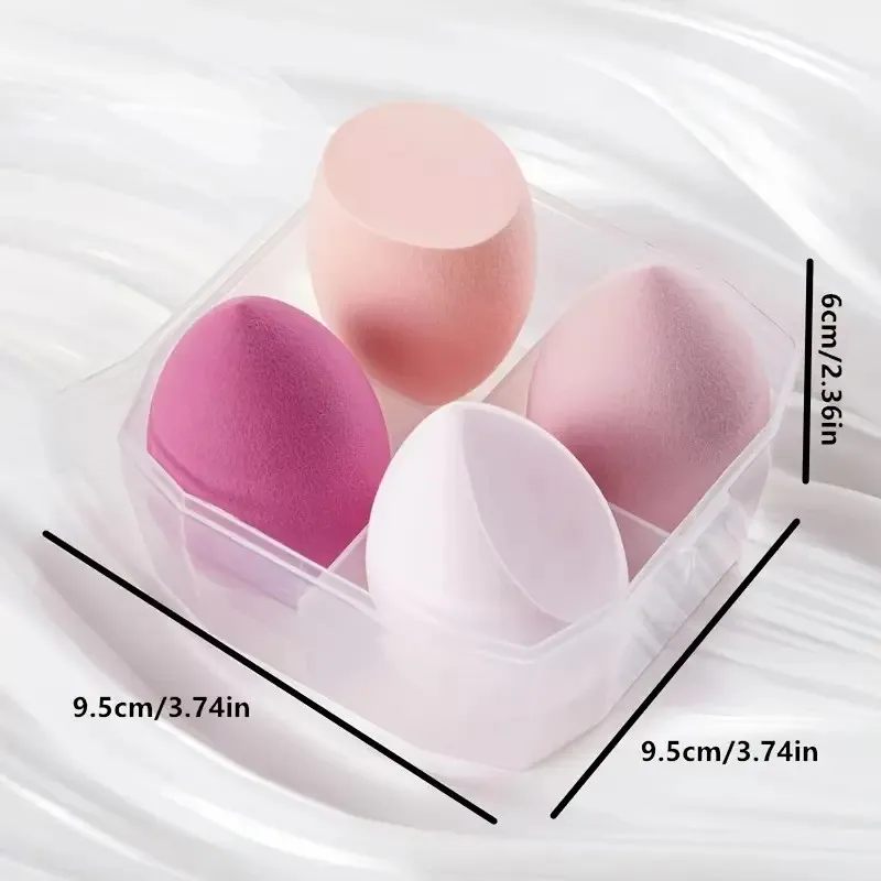 ชุดไข่ความงามสุขอนามัยระดับพรีเมียม 4 ชิ้น - ฟองน้ําแต่งหน้าป้องกันแบคทีเรียพร้อมที่ใส่ | เครื่องปั่นสําหรับ Flawless Smoky Eyes & Foundation