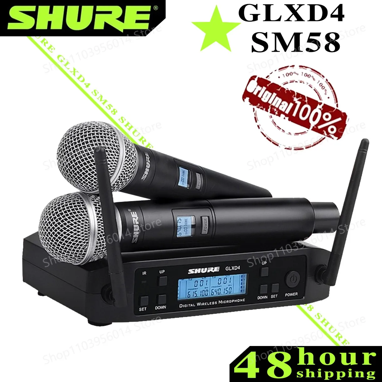 Shure GLXD4 SM58 Wireless 2 Handheld Microphone UHF Dynamic Professional Party Stage Karaoke Microphone GLXD4 SM58 Wireless Mic