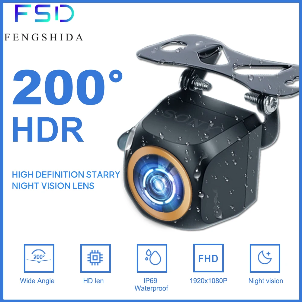 

1080P For Car AHD Reverse Camera 200 Degree Fisheye Golden Lens Full HD Visione Night Vision HD Universal Vehicle Rear View