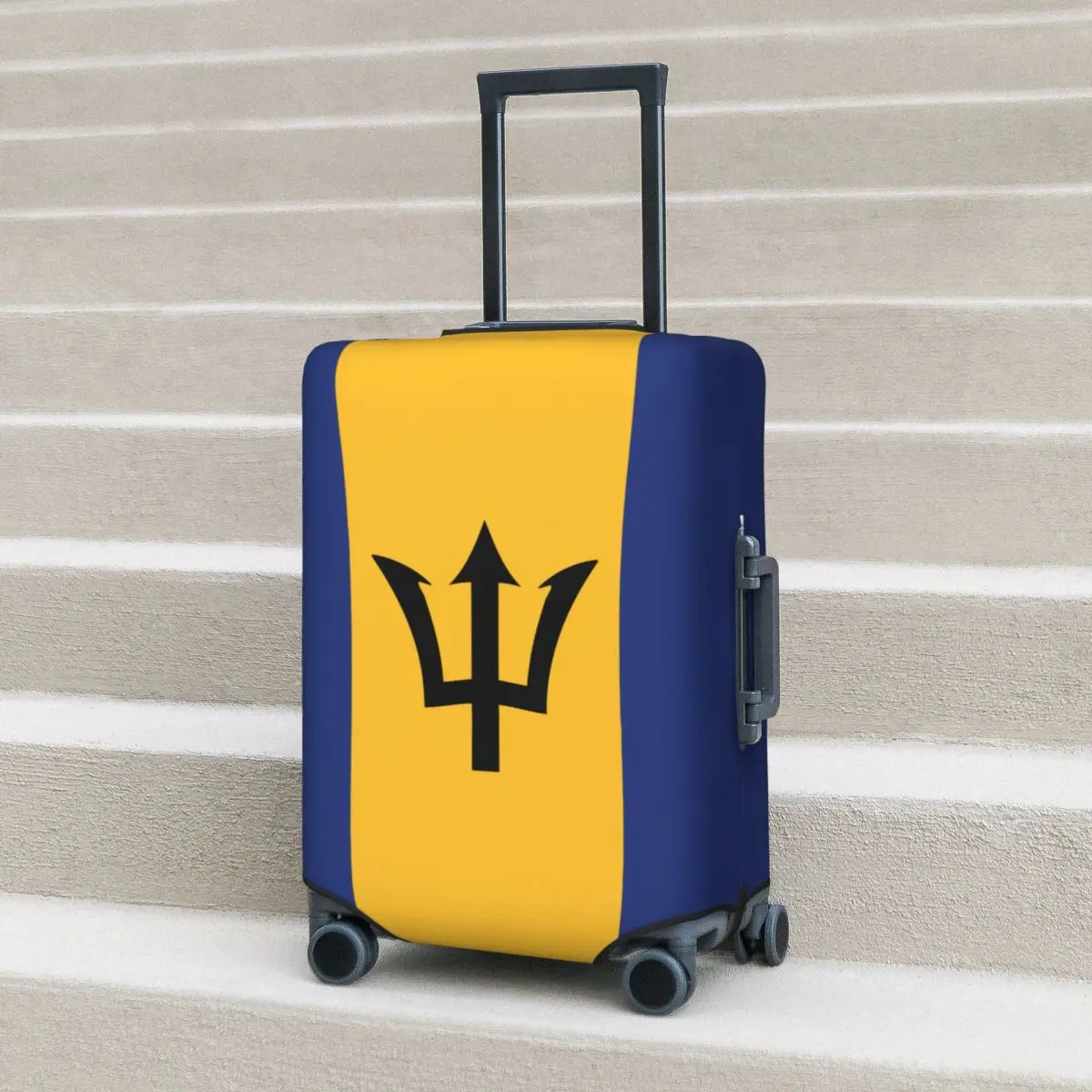 

Flag Of Barbados Suitcase Cover Vacation Emblem Stripes Strectch Luggage Supplies Travel Protector