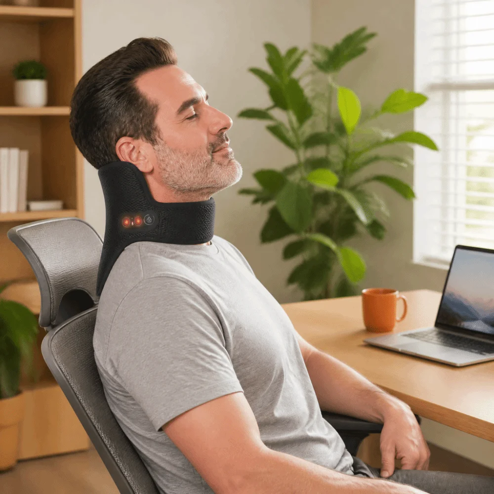Quick Temperature Rise Neck Massager Vibration Massage Breathable Fabric Warm Neck Support Brace Wireless Rechargeable