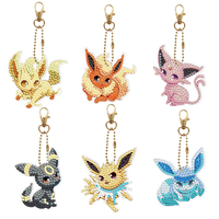 6pcs Pokémon Cartoon Diamond Painting Keychains  DIY Diamond Art Mosaic Keychain，Festival Gifts,  Girl Backpack Pendant