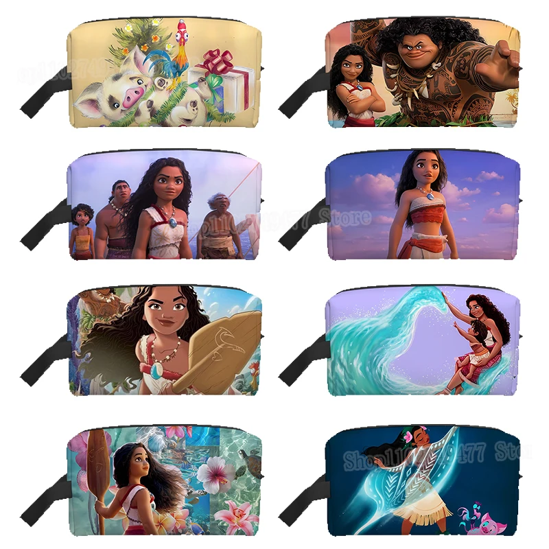 Cartoon Disney Princess Moana Women's Makeup Bag Large Capacity Toilet Bag Bathroom Hotel Travel Storage Skincare Products