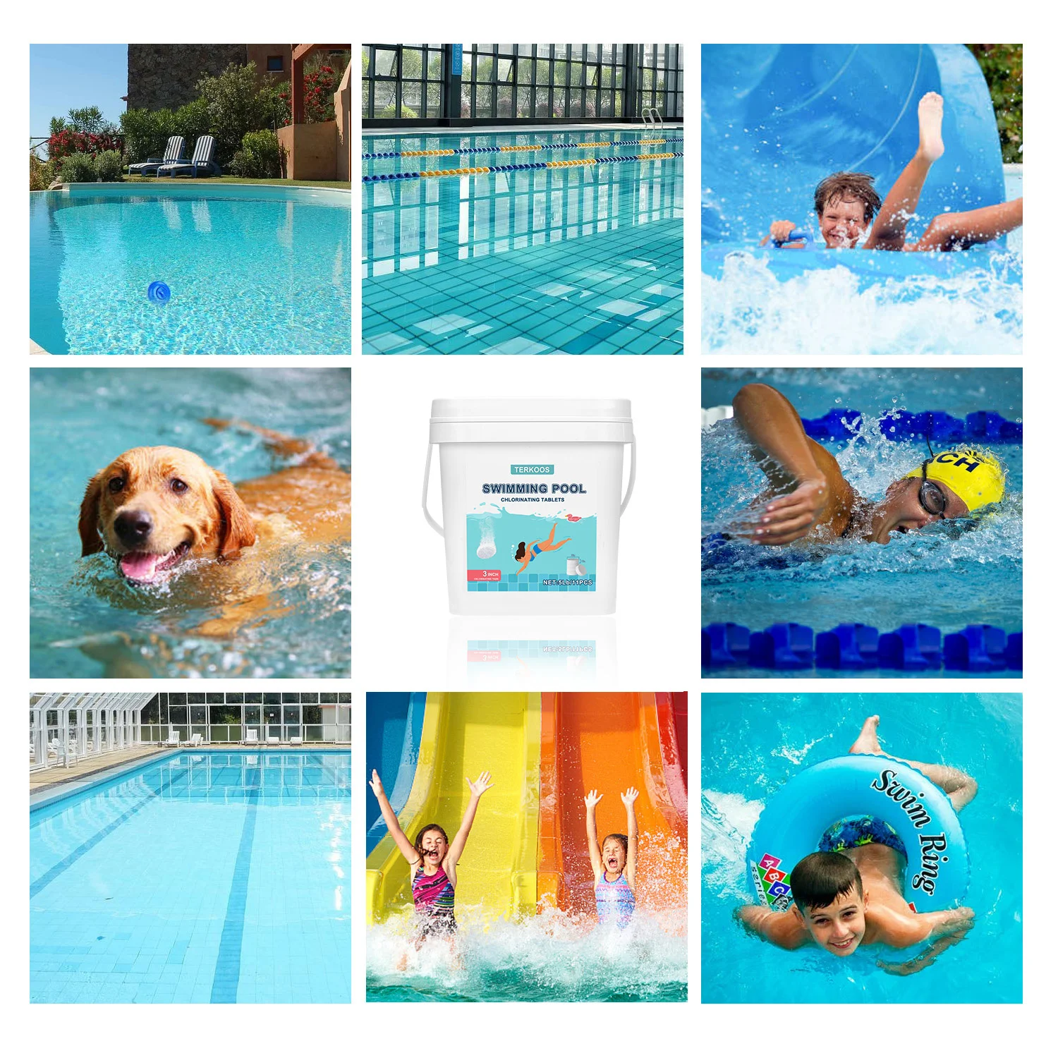 Super tablettes de 10 livres pour soins de piscine, 3 pouces, purification par chloration