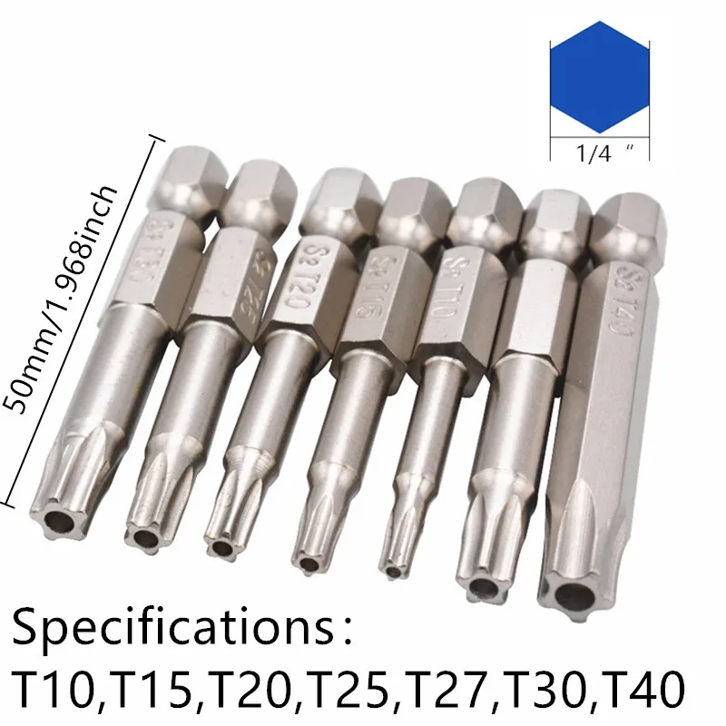 Set Of 7, Tamper Resistant Star Bits, 1/4\