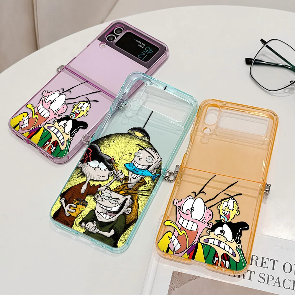 حافظات كارتونية E-Ed Edd N Eddy لهاتف سامسونج جالاكسي Z Flip3 Flip4 Flip5 Flip6 Flip7 5G غطاء ناعم قابل للطي شبه شفاف من مادة البولي يوريثان الحراري #2