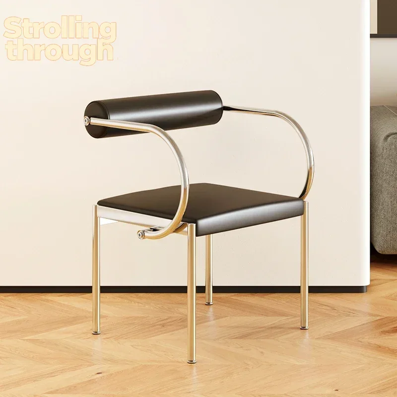 

Обеденный стул в стиле Mid-Century Modern для спальни или кабинета, с сиденьем из нержавеющей стали, модный стул для макияжа, дизайнерская мебель для дома
