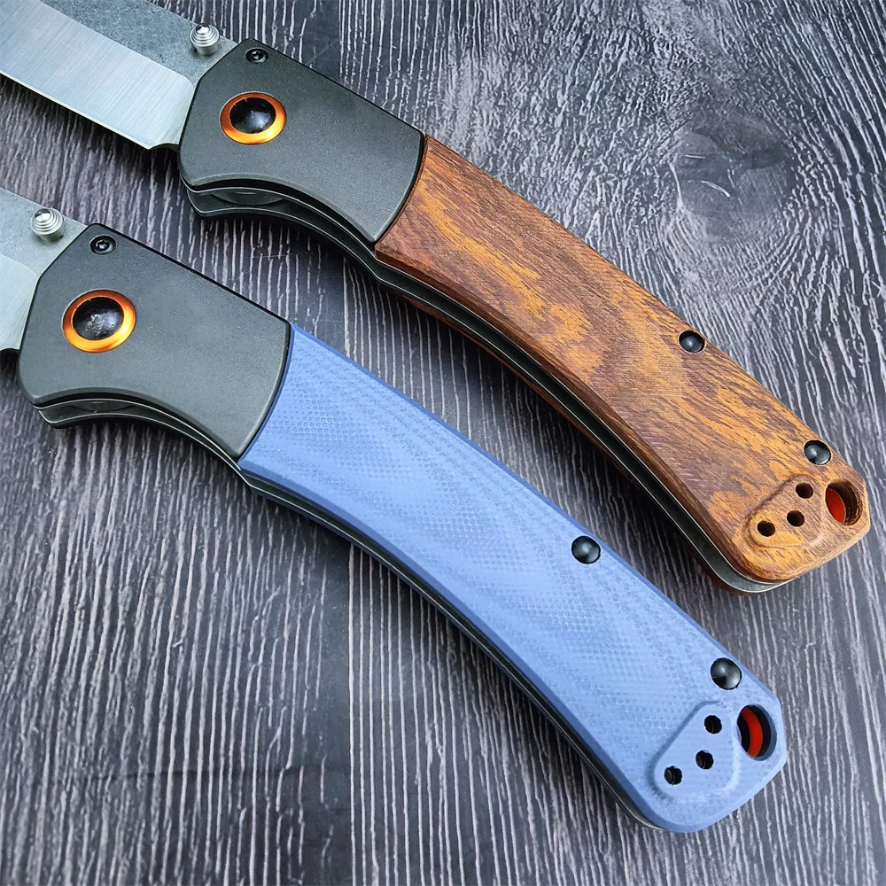 NEW Folding Knife BM 15080 High Quality CPM-S30V Blade Blue G10/Red Wood Handle Outdoor Camping Survival Pocketknife Hiking Tool