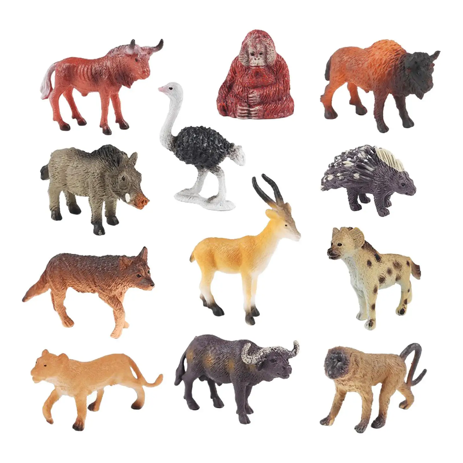 Conjunto de modelos de animales africanos para pastel, adornos para fiestas, recuerdos preescolares, 12 piezas