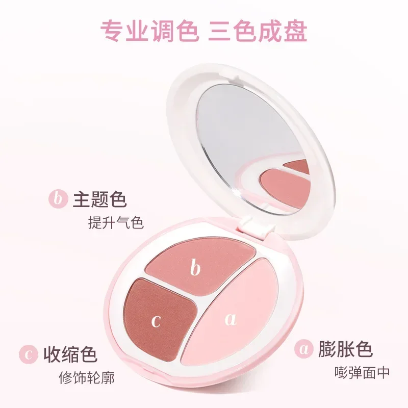 NOVO Triple Blush Palette Face Blusher Brighten Contouring Matte Natural Cheek Tint นุ่มหญิงแต่งหน้า Rare Beauty เครื่องสําอาง