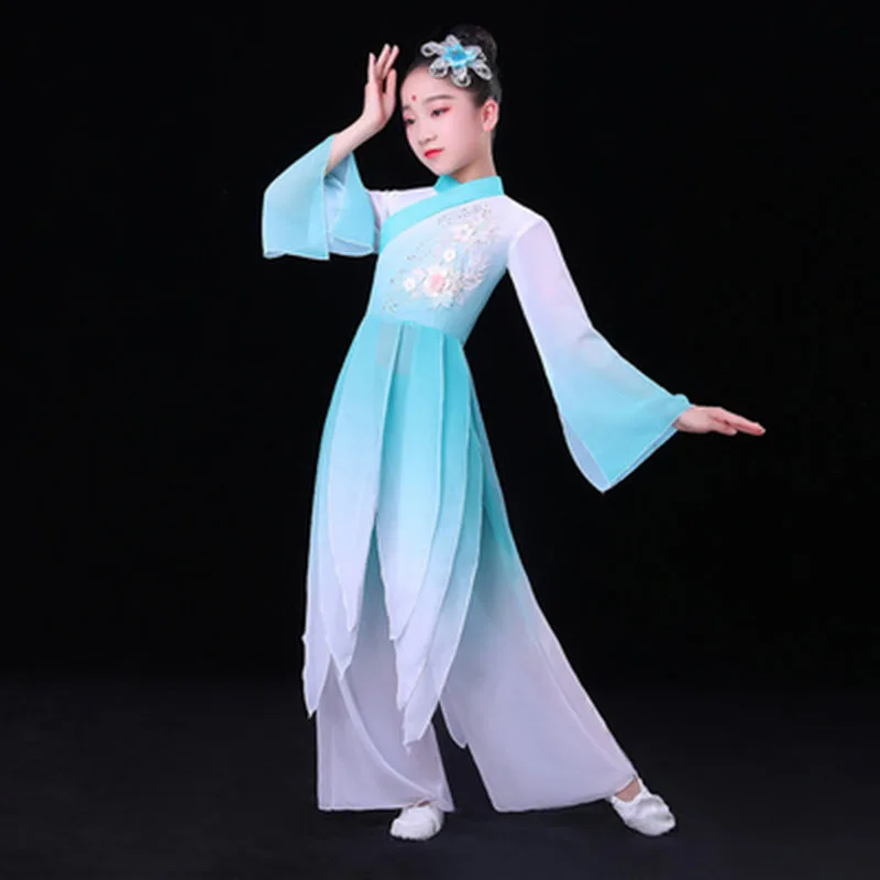 Fantasias de dança chinesa para crianças, Hanfu, Dança Clássica, Nacional, Ventilador, Yangko, Hmong, Estilo