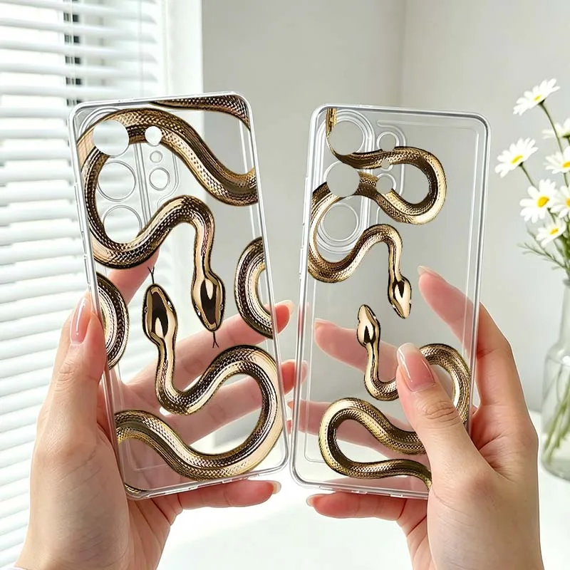 Creative Snake Pattern For Samsung Galaxy S26 S25 S24 S23 S22 S21 S20 Ultra Plus Edge FE Transparent Phone Case Cover
