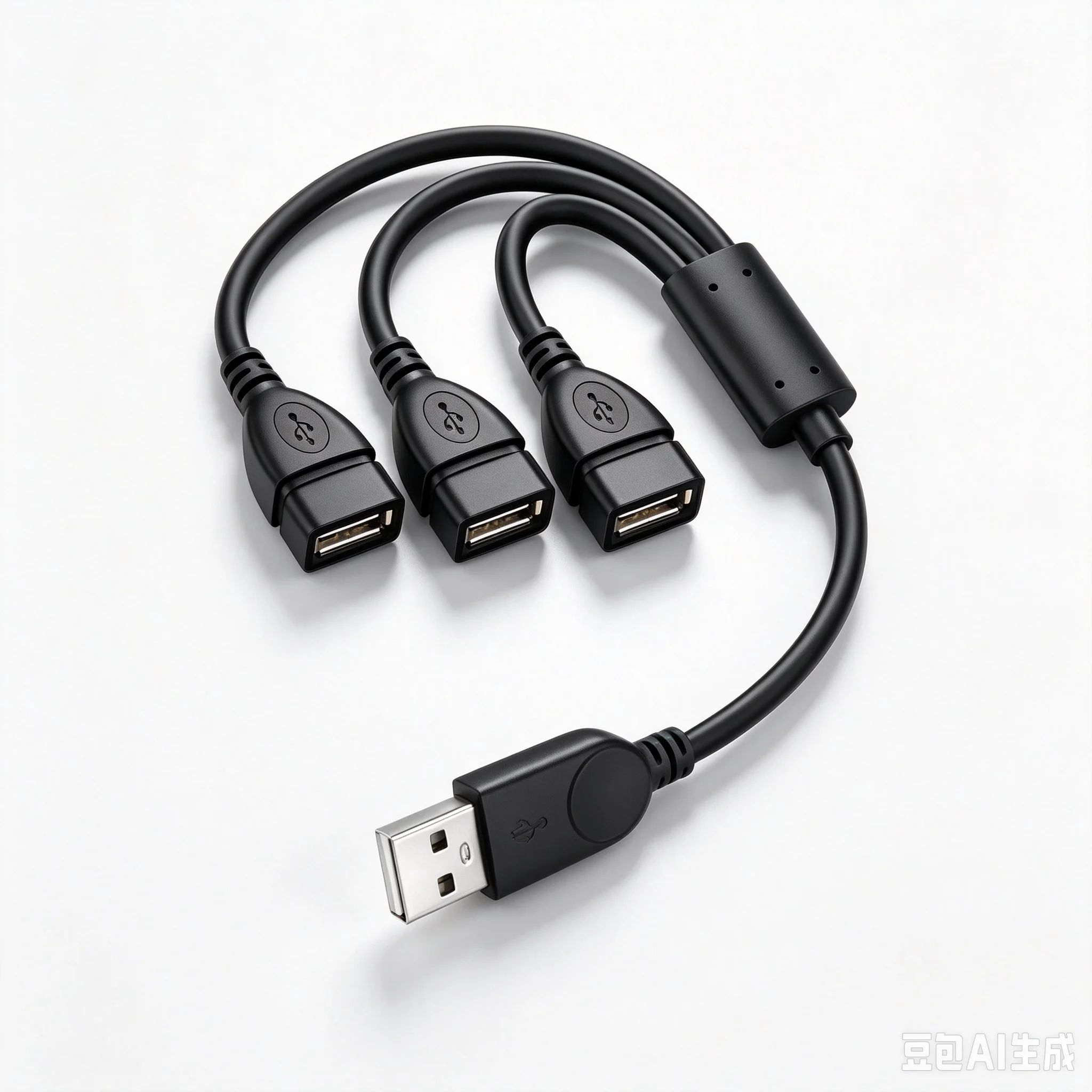 0.3m USB2.0 Splitter Hub Cable USB-A Male to 3 Female Extension Cord Data Transfer & Charging, USB Port Expander for PC Lapto
