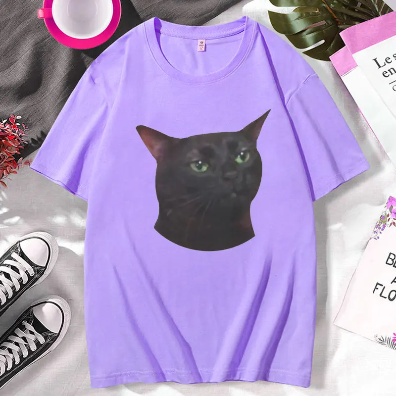 Zoned Out Cat Meme T-Shirt Men Women Clothes Summer Fashion Oversized Short Sleeves T Shirt Aesthetic Funny T Shirt Streetwear