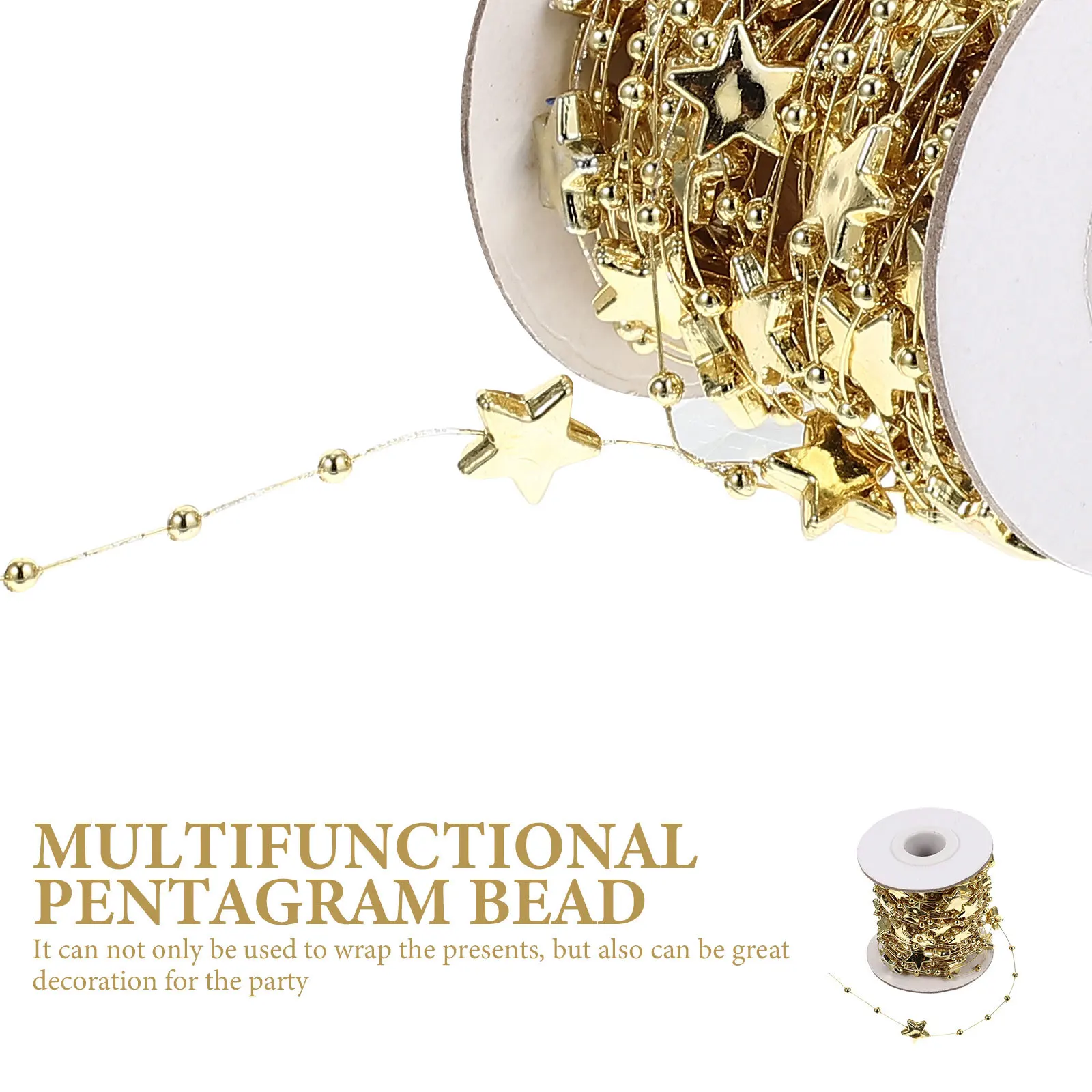

1 Roll Decorative Pentagram Bead String Creative Star Bead Hanging Decor Multifunctional Holiday Party Necklace