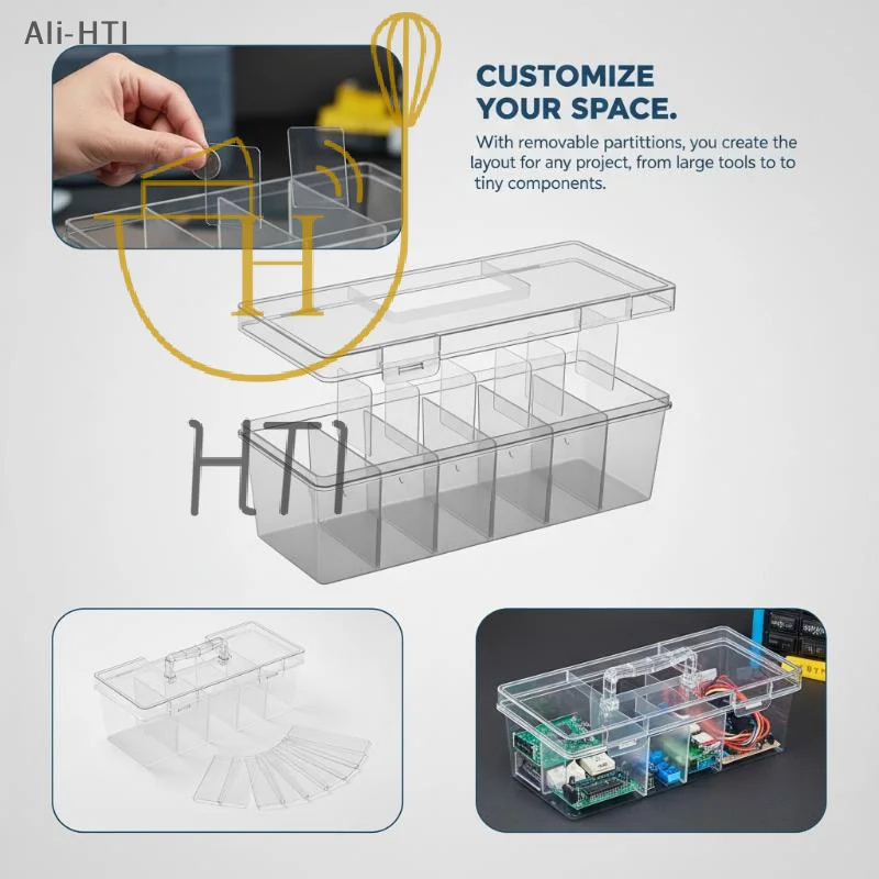 BPA Free Transparent Plastic Toolbox Detachable Divider Design Durable Storage Box for Sewing Supplies Craft Accessories