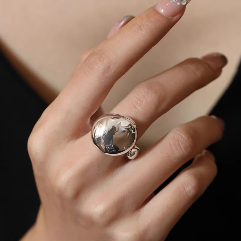 Foxanry Smooth Irregular Geometric Rings For Women Couples Fashion Creative Design Simple Temperament Daily Jewelry Accessories