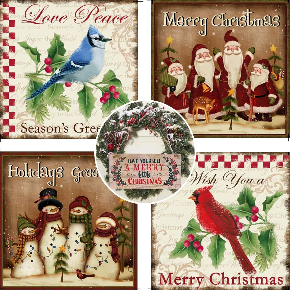 

Wooden Christmas Indoor Outdoor Hanging Christmas Tree Hanging Ornaments Vintage Creative Decor Crafts Christmas Decor for Home