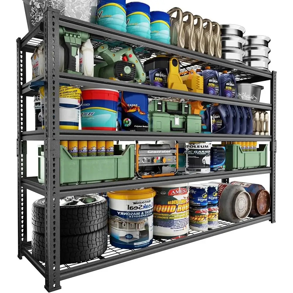 Heavy Duty 5 Tier Adjustable Garage Shelving 3300 LBS Capacity Metal Storage Rack Organizer Utility Shelf Easy Assembly