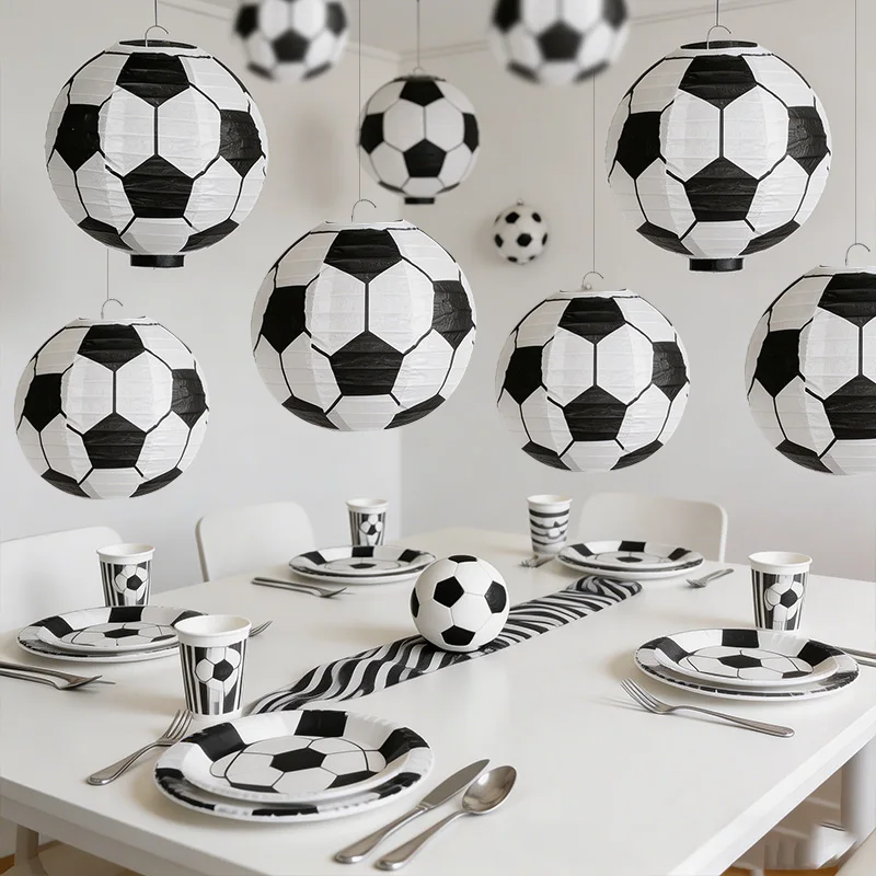 

12Pcs Soccer Party Paper Lanterns for Sports Themed Party Decoration Kids Boy Girl Birthday Party Favors Hanging Paper Craft